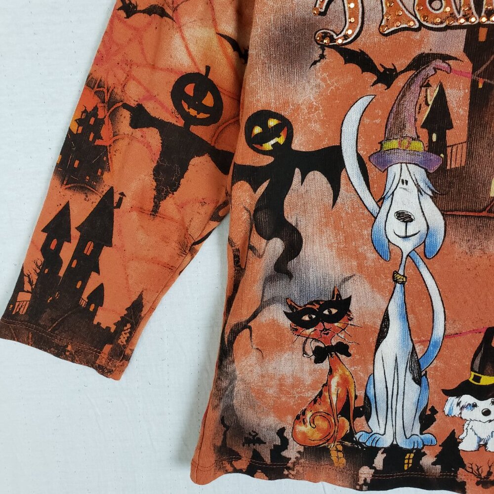 Vintage Cactus Y2K 90s Happy Halloween Shirt Bejeweled All Over Print size S - Picture 12 of 12